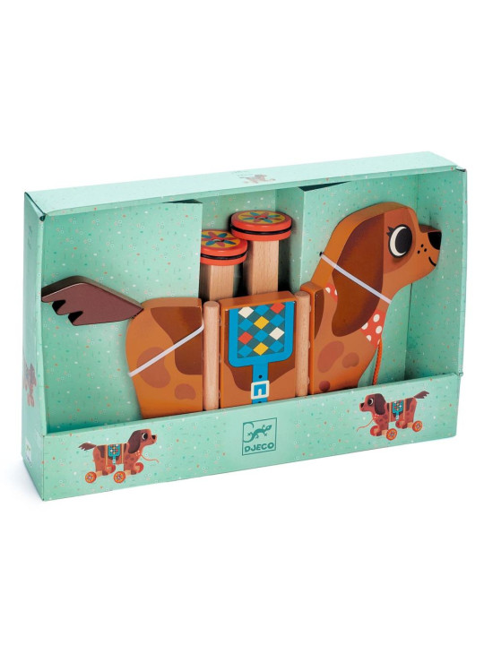 Drewniana zabawka do ciągnięcia Pies Nico DJ06247