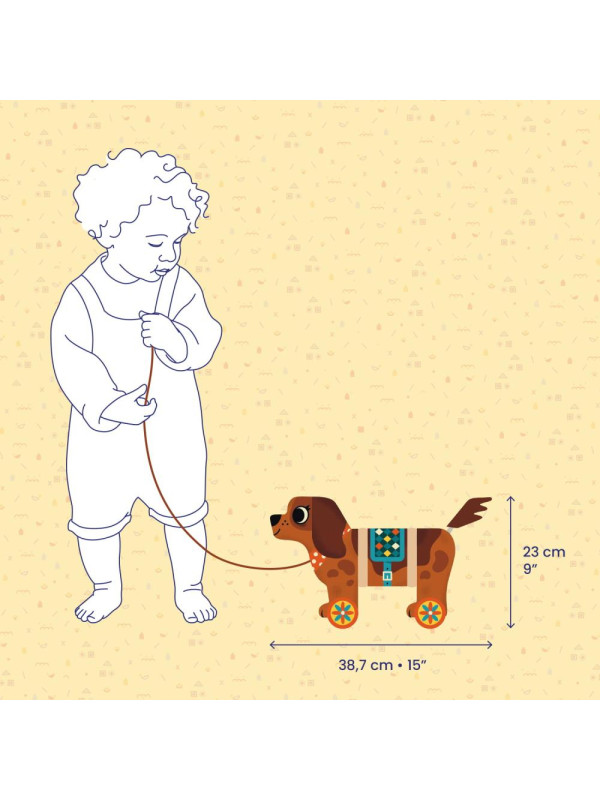 Drewniana zabawka do ciągnięcia Pies Nico DJ06247