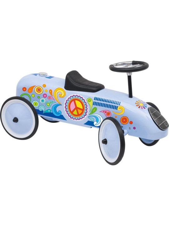 Niebieski jeździk wyścigowy w stylu lat 60