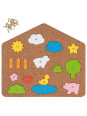 Drewniana przybijanka dla dzieci Farma 52 elementy i tablica korkowa Goki