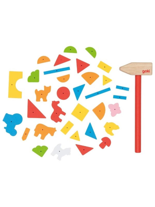 Drewniana przybijanka dla dzieci Farma 52 elementy i tablica korkowa Goki
