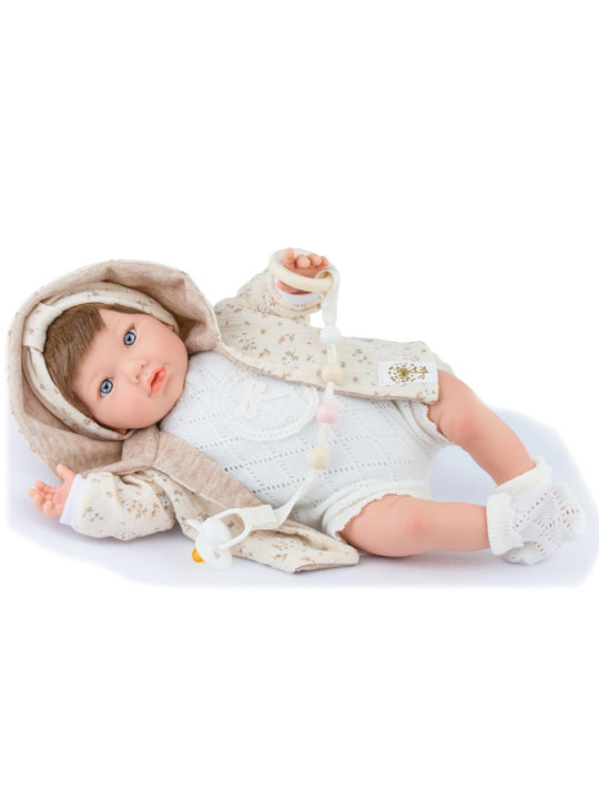 Lalka Newborn Alina Marina & Pau 3001 - Dziewczynka, 45 cm, Brzuszek: Miękki, Kolor oczu: Niebieski, Kolor włosów: Brązowy