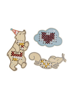 Zestaw kreatywny haftowanie, drewniana artystyczna zabawka dla dzieci Micki