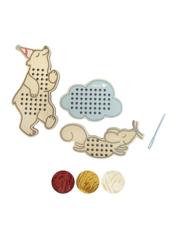 Zestaw kreatywny haftowanie, drewniana artystyczna zabawka dla dzieci Micki