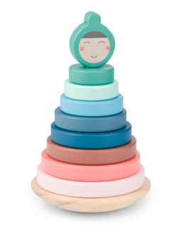 BS Toys, drewniania układanka sorter - wieża balansująca