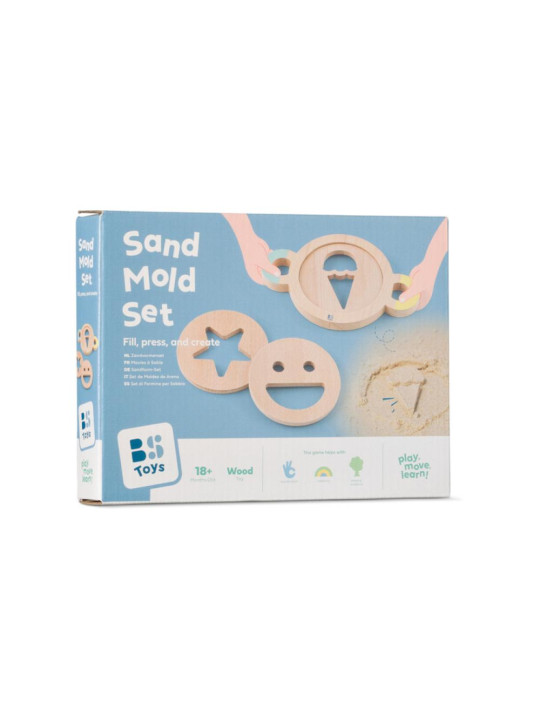 BS Toys, zestaw drewnianych foremek do piasku