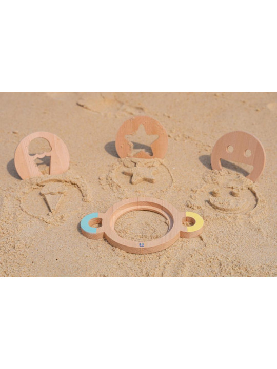 BS Toys, zestaw drewnianych foremek do piasku