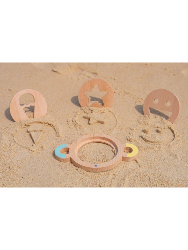 BS Toys, zestaw drewnianych foremek do piasku