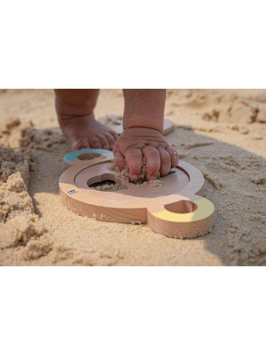 BS Toys, zestaw drewnianych foremek do piasku