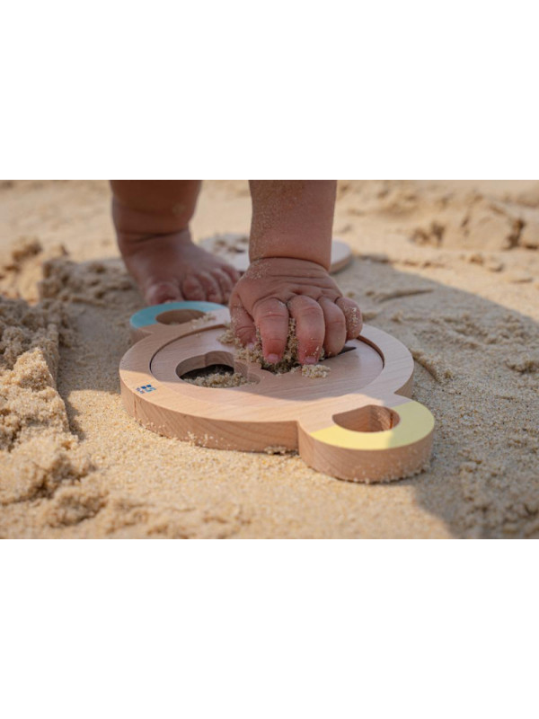 BS Toys, zestaw drewnianych foremek do piasku