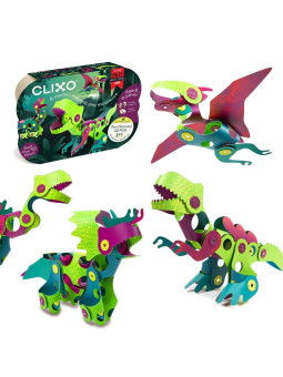 Clixo, Dinozaury - komplet 22 magnetycznych elementów