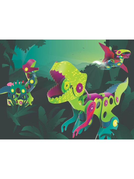 Clixo, Dinozaury - komplet 22 magnetycznych elementów