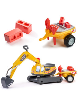 FALK Koparka Super Builder z Przyczepą i Akcesoriami 3-7 Lat