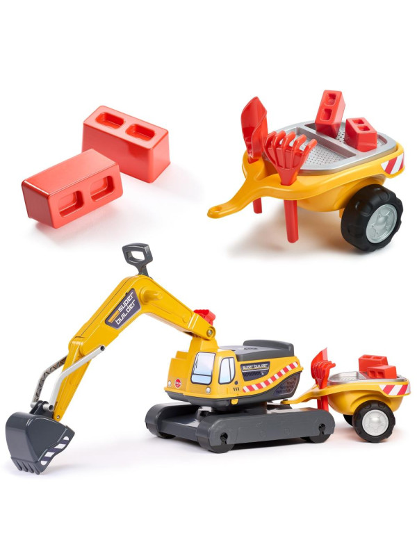 FALK Koparka Super Builder z Przyczepą i Akcesoriami 3-7 Lat