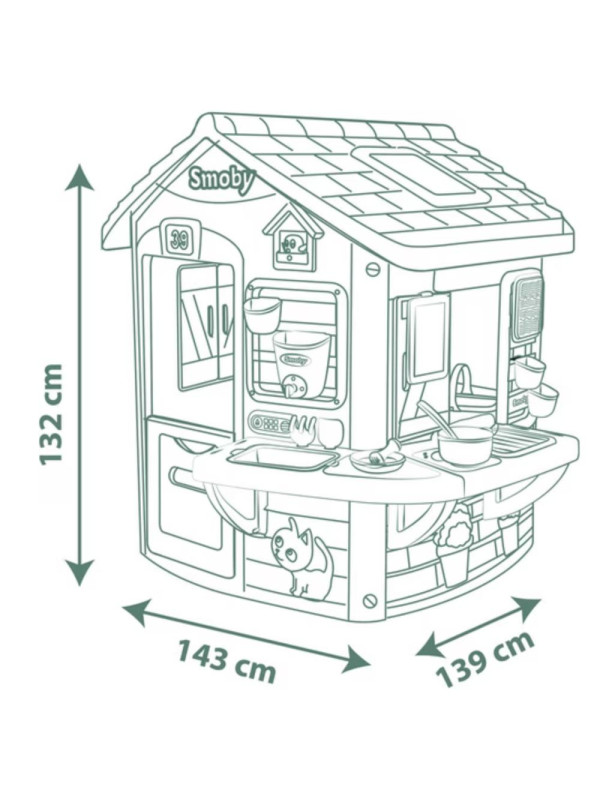 SMOBY Domek z Kuchnią +16 elementów