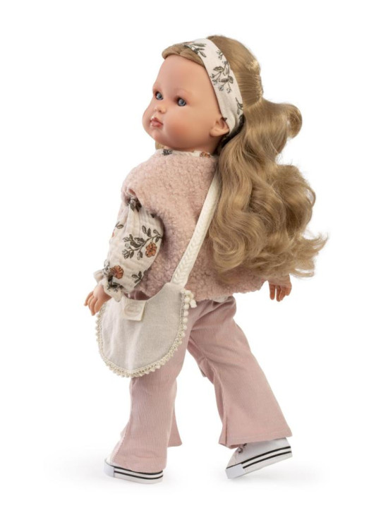 Lalka Bella_Folk z torebką Antonio Juan 28333 - 45 cm, Brzuszek: Winylowy, Kolor oczu: Niebieski, Kolor włosów: Blond