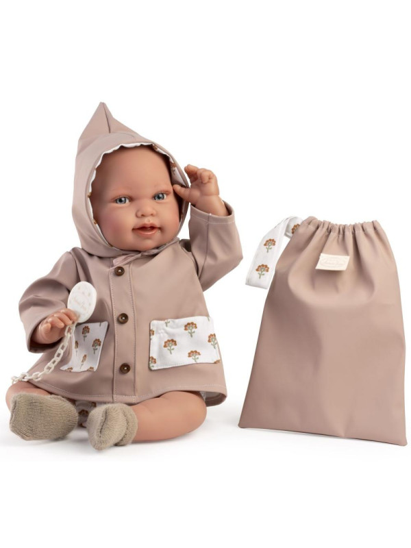 Lalka Pipa w płaszczu z woreczkiem Antonio Juan 33020 - 42 cm, Brzuszek: Miękki, Kolor oczu: Niebieski