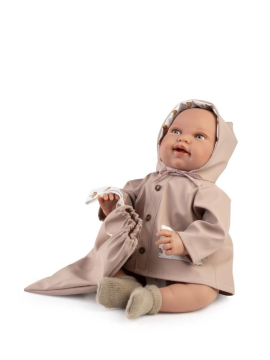 Lalka Pipa w płaszczu z woreczkiem Antonio Juan 33020 - 42 cm, Brzuszek: Miękki, Kolor oczu: Niebieski