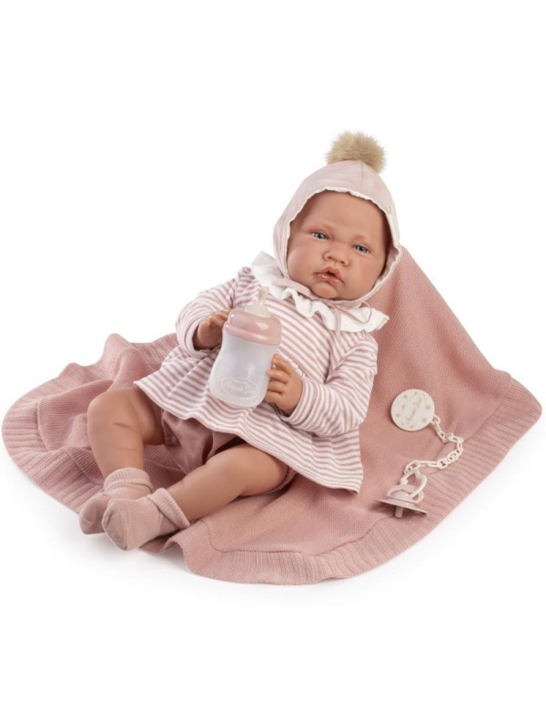 Lalka Lua z kocykiem i butelką Antonio Juan 33371 - 42 cm, Brzuszek: Miękki, Kolor oczu: Niebieski