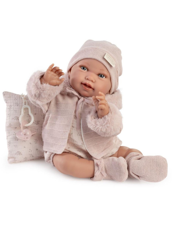 Lalka Pipa w sweterku z poduszką Antonio Juan 33392 - 42 cm, Brzuszek: Miękki, Kolor oczu: Niebieski