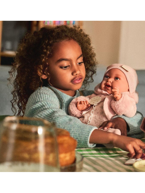 Lalka Pipa w sweterku z poduszką Antonio Juan 33392 - 42 cm, Brzuszek: Miękki, Kolor oczu: Niebieski