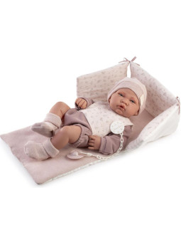 Lalka Lua z pościelą do łóżeczka Antonio Juan 50428 - Dziewczynka, 42 cm, Brzuszek: Winylowy, Kolor oczu: Niebieski