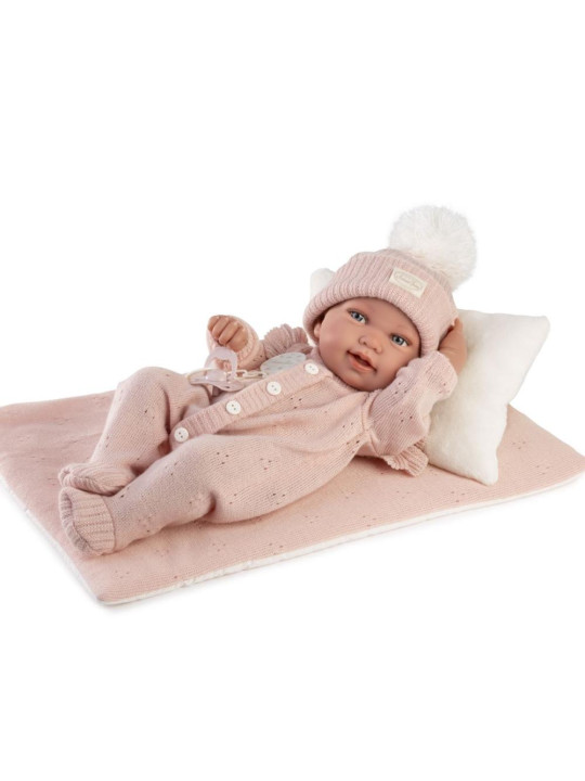 Lalka Pipa w śpiochach z pościelą Antonio Juan 50429 - Dziewczynka, 42 cm, Brzuszek: Winylowy, Kolor oczu: Niebieski