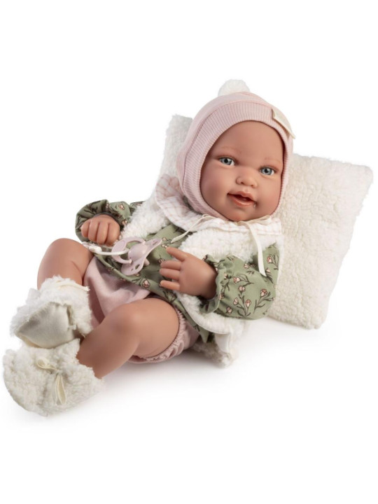 Lalka Pipa w kamizelce z poduszką Antonio Juan 50430 - Dziewczynka, 42 cm, Brzuszek: Winylowy, Kolor oczu: Niebieski