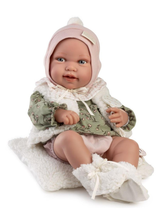 Lalka Pipa w kamizelce z poduszką Antonio Juan 50430 - Dziewczynka, 42 cm, Brzuszek: Winylowy, Kolor oczu: Niebieski