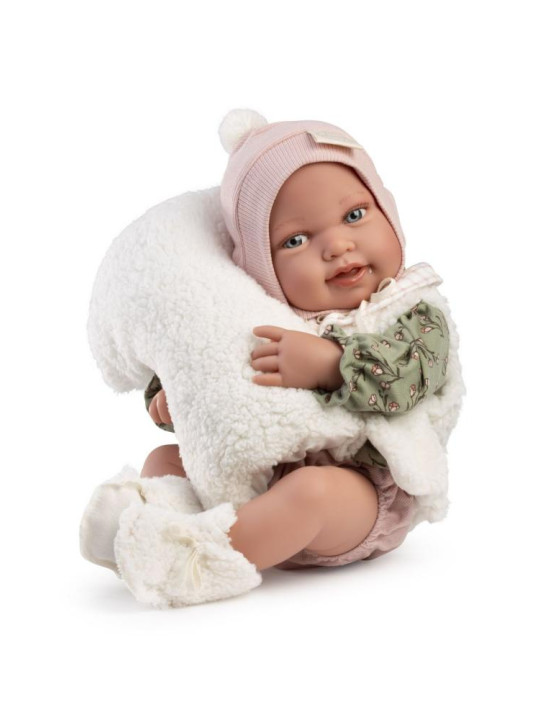 Lalka Pipa w kamizelce z poduszką Antonio Juan 50430 - Dziewczynka, 42 cm, Brzuszek: Winylowy, Kolor oczu: Niebieski