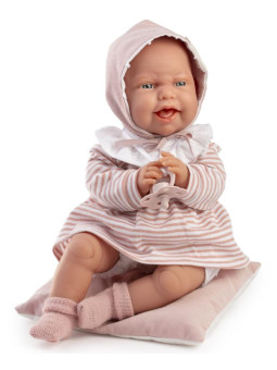 Lalka Clara gaworząca z poduszką Antonio Juan 70354 - Dziewczynka, 34 cm, Brzuszek: Miękki, Kolor oczu: Niebieski