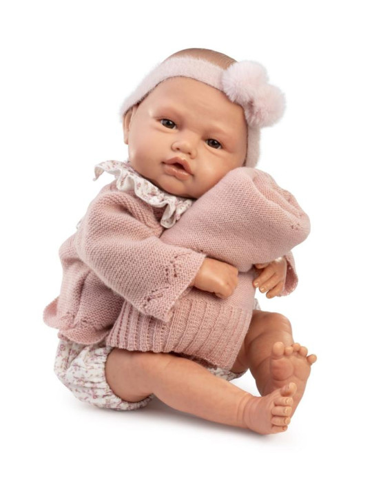 Lalka Reborn_Baby_Love kolekcjonerska z kocykiem Antonio Juan 82401 - 50 cm, Brzuszek: Miękki, Kolor oczu: Brązowy