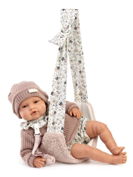 Lalka Reborn_Baby_Love kolekcjonerska z nosidłem Antonio Juan 82403 - 50 cm, Brzuszek: Miękki, Kolor oczu: Brązowy