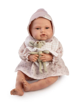 Lalka Reborn_Baby_Love kolekcjonerska z maskotką Antonio Juan 82404 - 50 cm, Brzuszek: Miękki, Kolor oczu: Niebieski