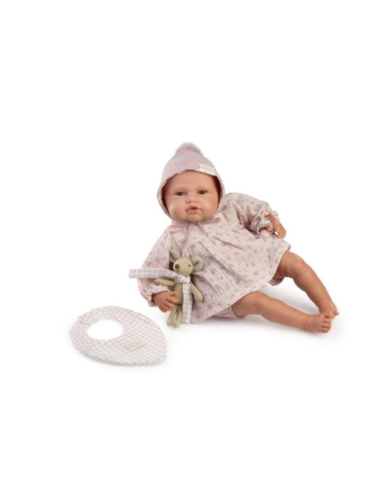 Lalka Reborn_Baby_Love kolekcjonerska z maskotką Antonio Juan 82404 - 50 cm, Brzuszek: Miękki, Kolor oczu: Niebieski