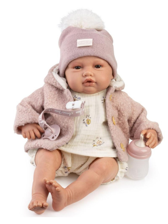 Lalka Reborn_Baby_Love kolekcjonerska z butelką Antonio Juan 82405 - 50 cm, Brzuszek: Miękki, Kolor oczu: Brązowy