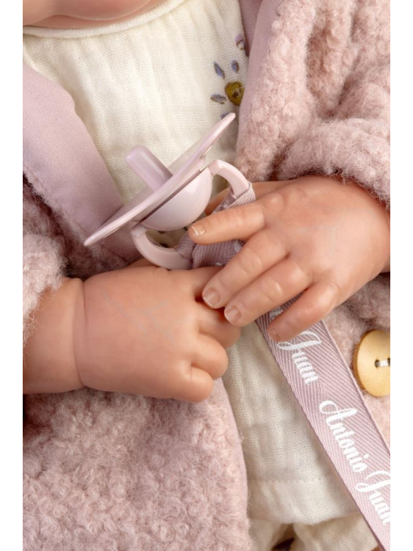 Lalka Reborn_Baby_Love kolekcjonerska z butelką Antonio Juan 82405 - 50 cm, Brzuszek: Miękki, Kolor oczu: Brązowy