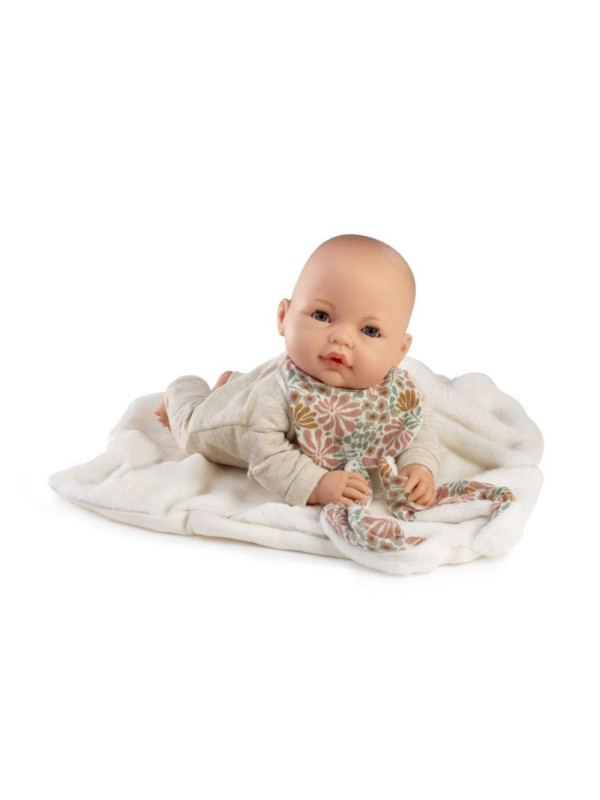 Lalka Bimba płacząca z kocykiem królik Antonio Juan 14366 - 37 cm, Brzuszek: Miękki, Kolor oczu: Niebieski