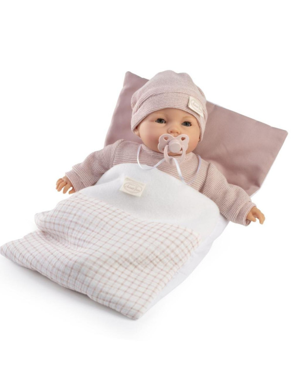 Lalka Bimba płacząca w śpiworku Antonio Juan 14367 - 37 cm, Brzuszek: Miękki, Kolor oczu: Niebieski