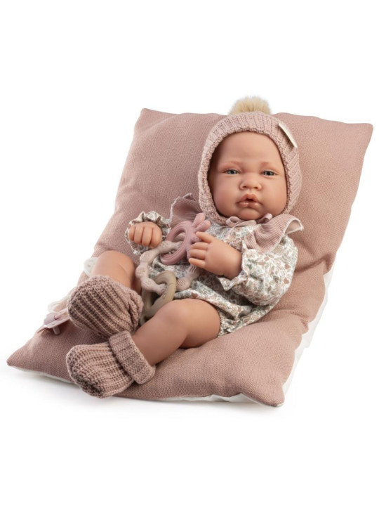Lalka Lua w wełnianej czapce Antonio Juan 50437 - Dziewczynka, 42 cm, Brzuszek: Winylowy, Kolor oczu: Niebieski