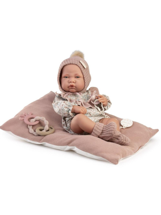 Lalka Lua w wełnianej czapce Antonio Juan 50437 - Dziewczynka, 42 cm, Brzuszek: Winylowy, Kolor oczu: Niebieski
