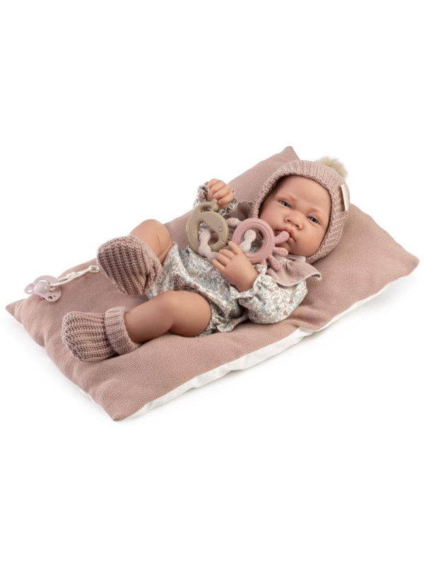 Lalka Lua w wełnianej czapce Antonio Juan 50437 - Dziewczynka, 42 cm, Brzuszek: Winylowy, Kolor oczu: Niebieski