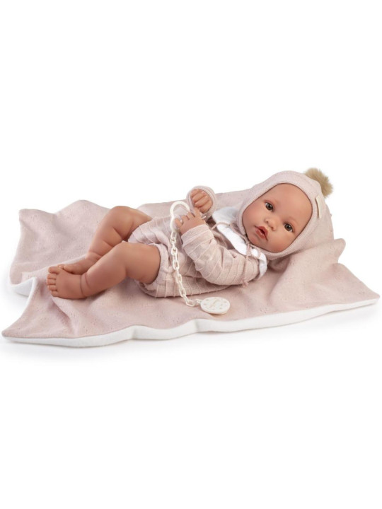 Lalka Erika w sweterkowym body Antonio Juan 50440 - Dziewczynka, 42 cm, Brzuszek: Winylowy, Kolor oczu: Brązowy