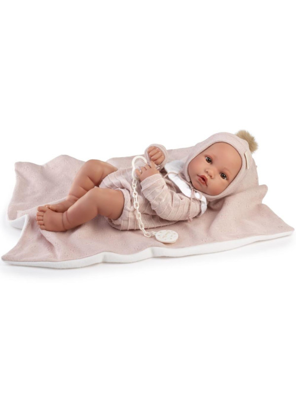 Lalka Erika w sweterkowym body Antonio Juan 50440 - Dziewczynka, 42 cm, Brzuszek: Winylowy, Kolor oczu: Brązowy