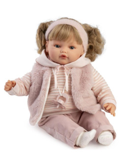 Lalka Beni płacząca w kamizelce Antonio Juan 16386 - 42 cm, Brzuszek: Miękki, Kolor oczu: Niebieski, Kolor włosów: Blond