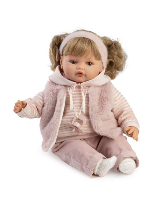 Lalka Beni płacząca w kamizelce Antonio Juan 16386 - 42 cm, Brzuszek: Miękki, Kolor oczu: Niebieski, Kolor włosów: Blond