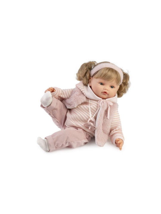 Lalka Beni płacząca w kamizelce Antonio Juan 16386 - 42 cm, Brzuszek: Miękki, Kolor oczu: Niebieski, Kolor włosów: Blond