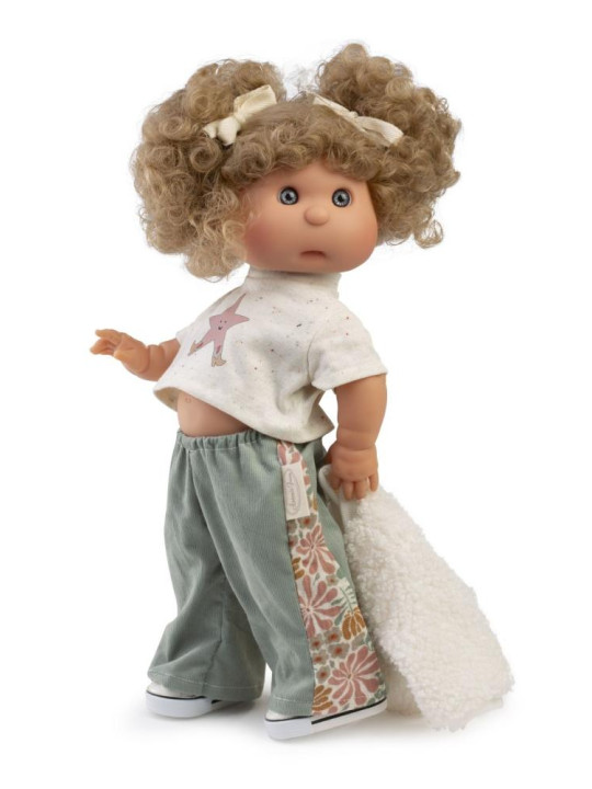 Lalka Iris w zielonych spodniach Antonio Juan 23314 - 38 cm, Brzuszek: Winylowy, Kolor oczu: Niebieski, Kolor włosów: Blond