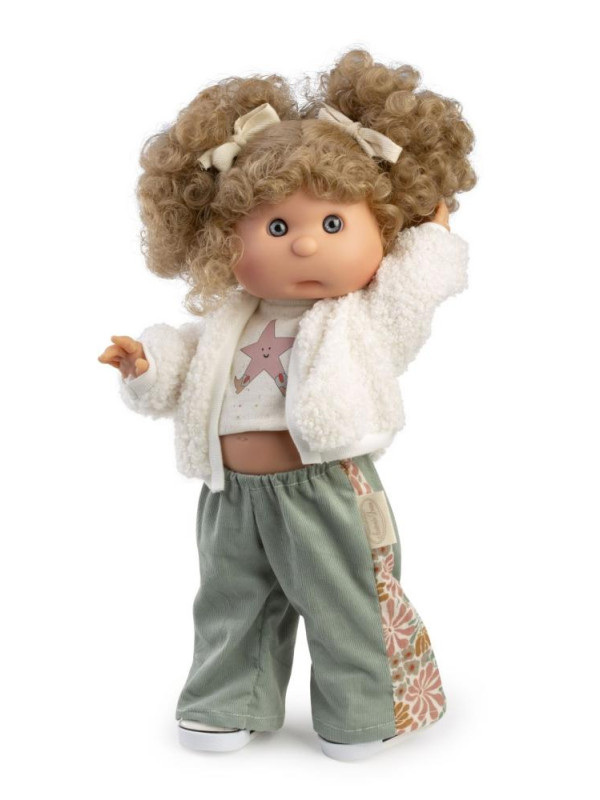 Lalka Iris w zielonych spodniach Antonio Juan 23314 - 38 cm, Brzuszek: Winylowy, Kolor oczu: Niebieski, Kolor włosów: Blond