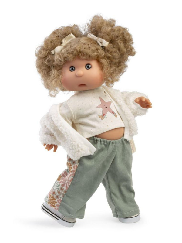 Lalka Iris w zielonych spodniach Antonio Juan 23314 - 38 cm, Brzuszek: Winylowy, Kolor oczu: Niebieski, Kolor włosów: Blond